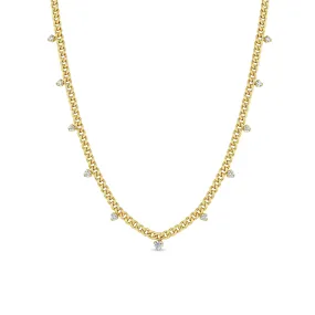 14k 11 Graduated Prong Diamond Small Curb Chain Necklace