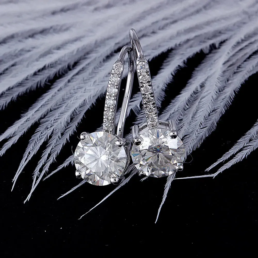 14k White Gold Moissanite Drop Earrings 2.12ctw