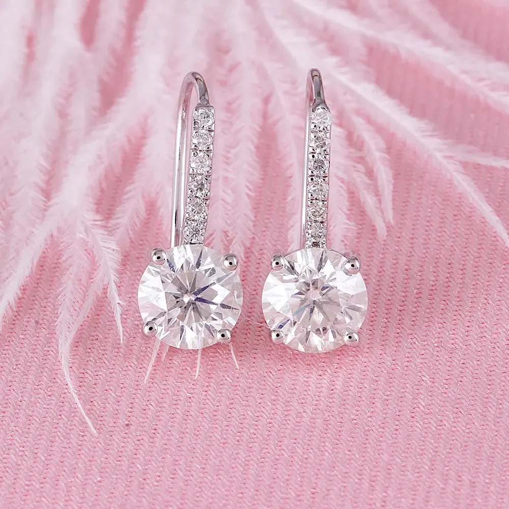 14k White Gold Moissanite Drop Earrings 2.12ctw