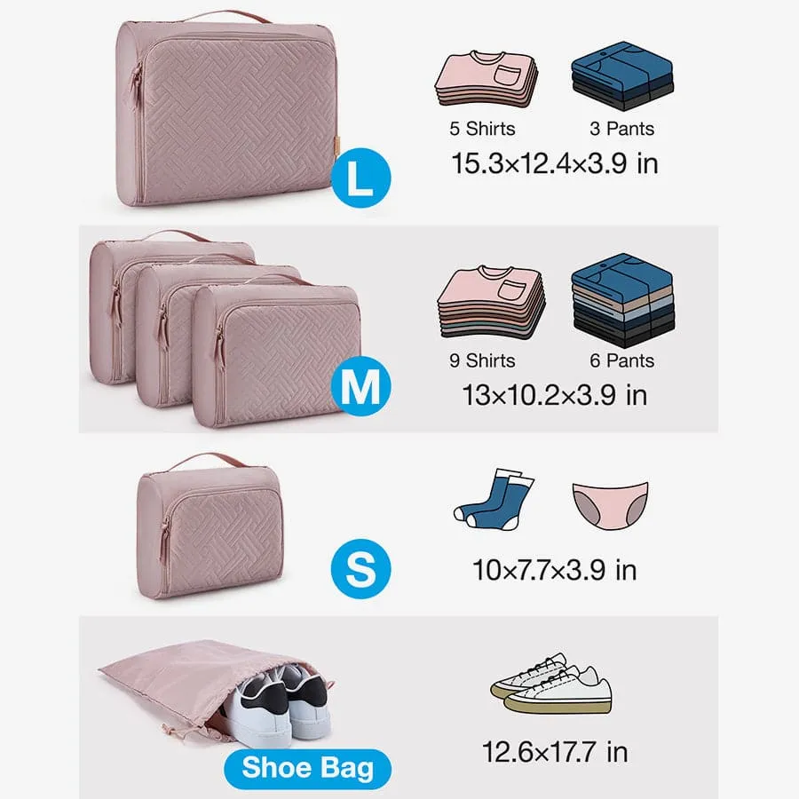 6 PCS Quilted Packing Cubes for Suitcases