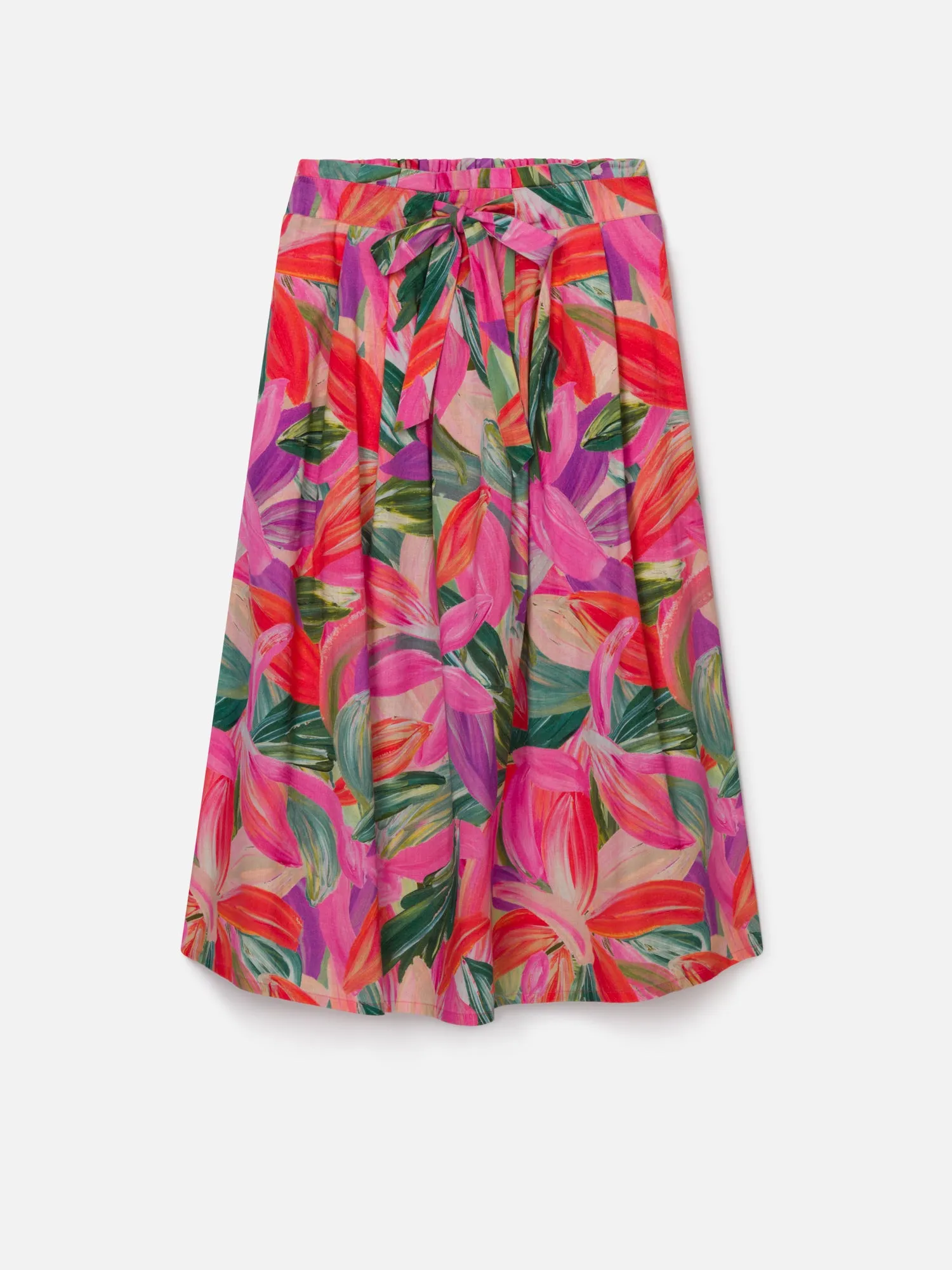 Adella Hemp Tropical Pleated Skirt - Multi