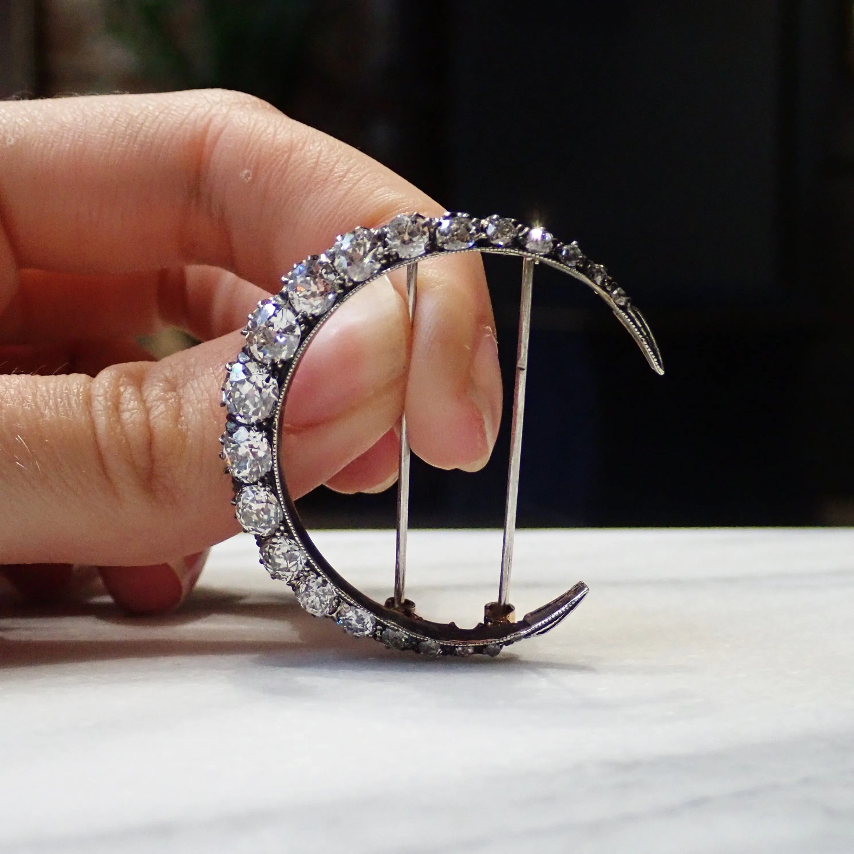 Antique Old European Crescent Brooch