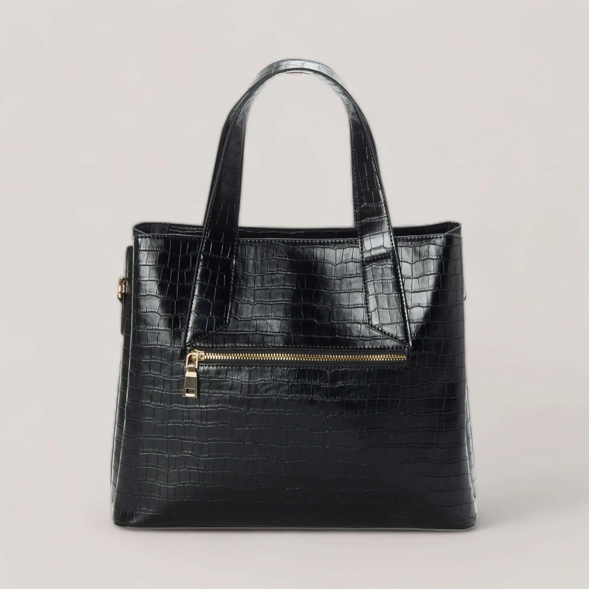 ARIANA | Black Croco Shoulder Bag Tote