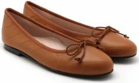 Beberlis Tan Luggage Pattern Leather Classic Flats