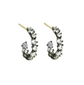 Blackened Inverted Diamond Small Hoop Earrings