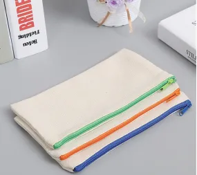 Blank paintable zipper canvas pencil bag