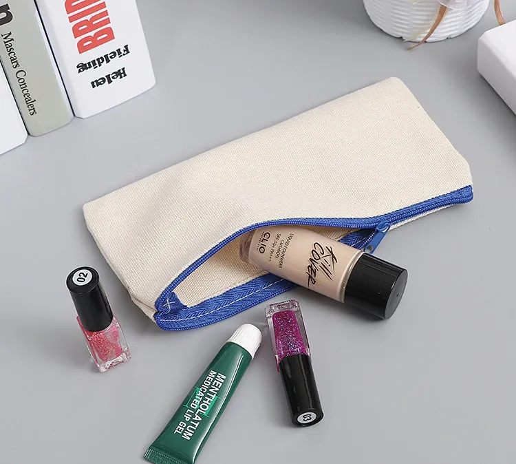 Blank paintable zipper canvas pencil bag