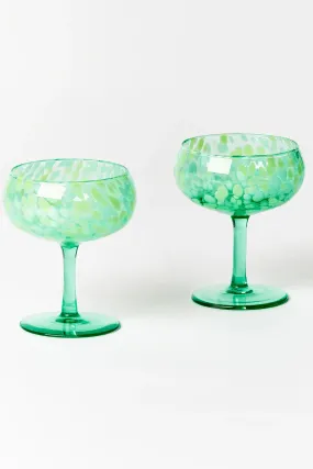 BONNIE AND NEIL DOTS GREEN COUPES (SET OF 2)