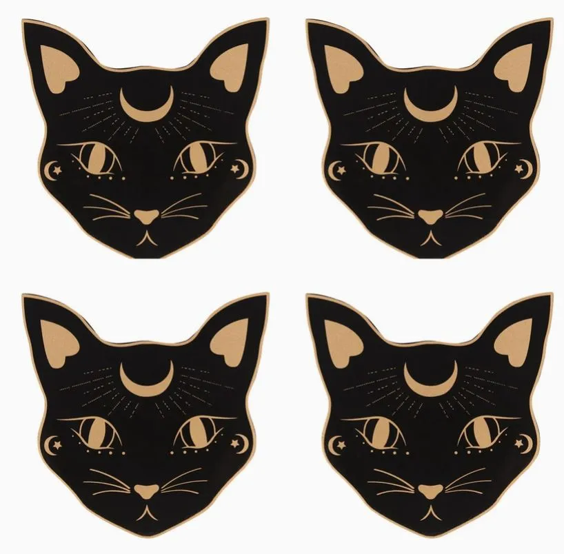 Coaster Set - Mystic Mog Cat Face Coaster Set