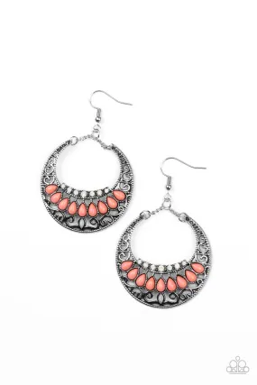 Crescent Couture Burnt Coral Earrings - Paparazzi Accessories