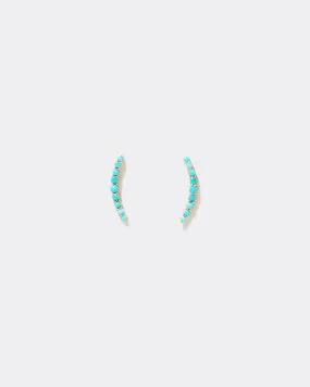 Crescent Ear Climber Stud Earrings - Turquoise