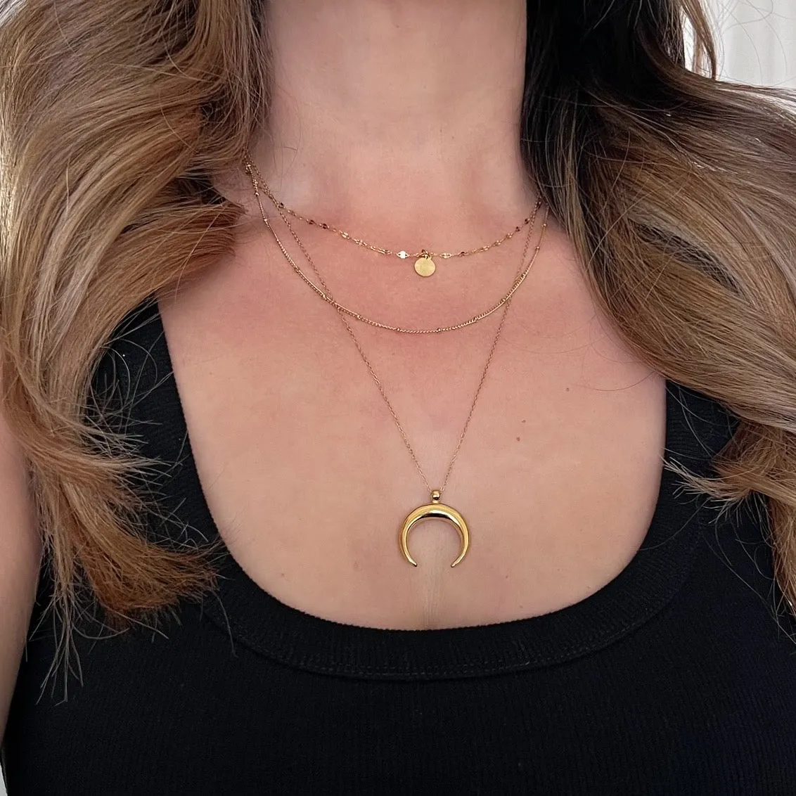 Crescent Moon Layered Necklace