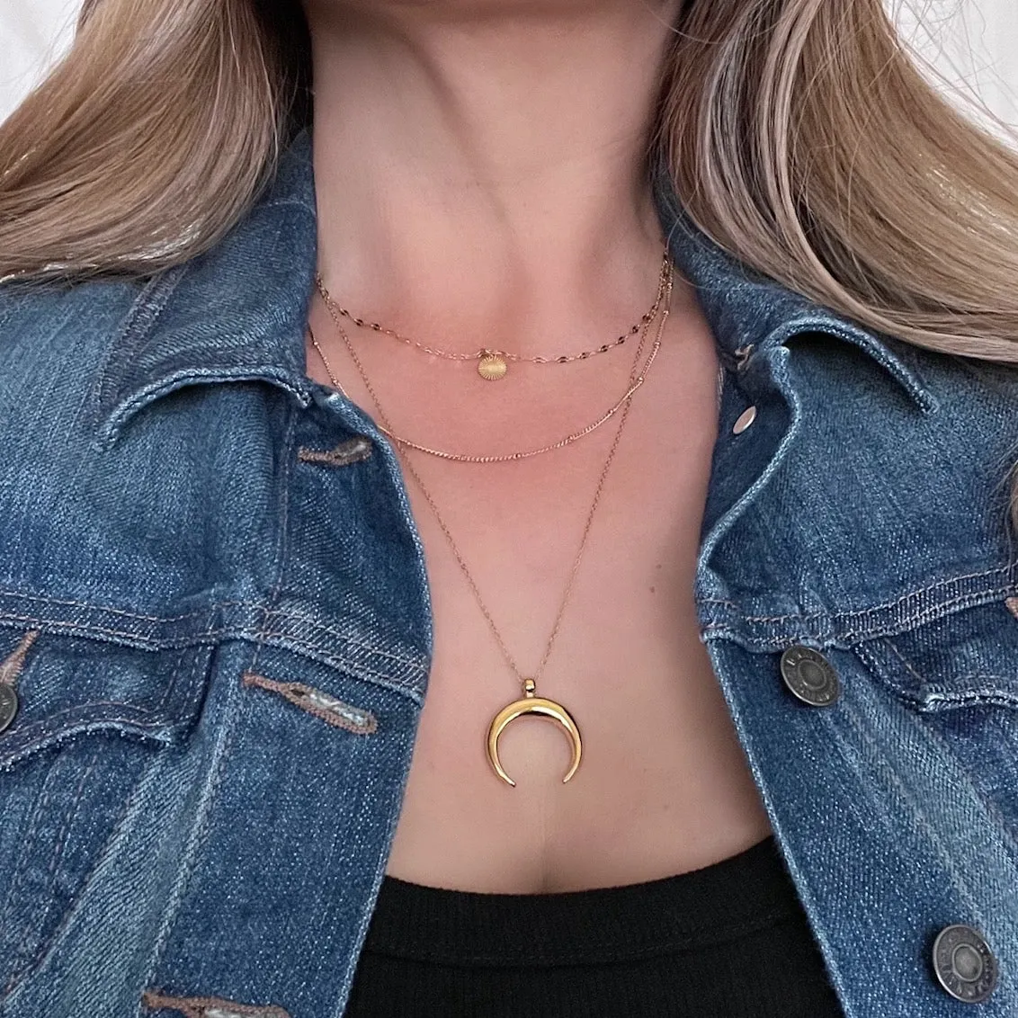 Crescent Moon Layered Necklace