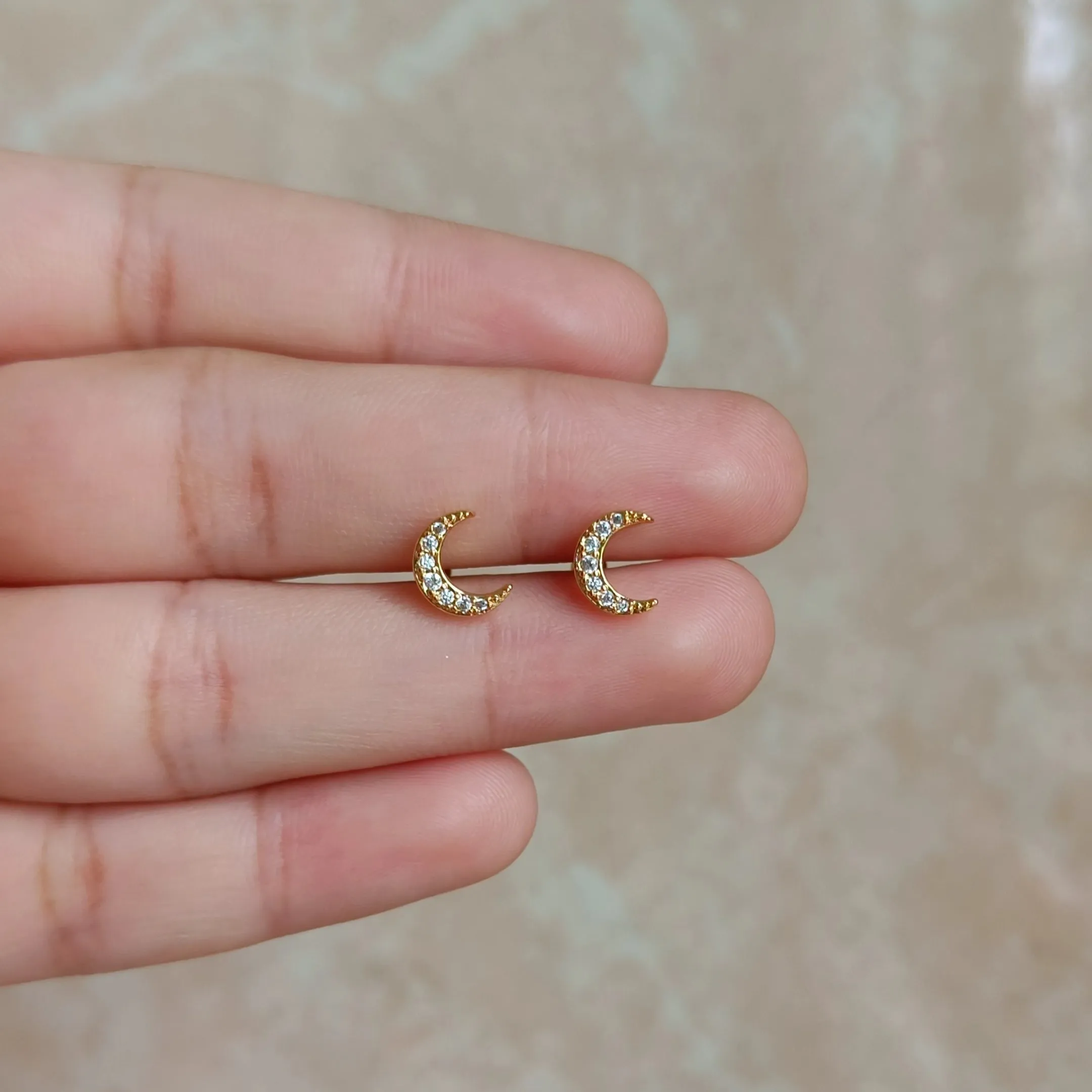 Crescent moon studs - Pair