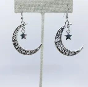 Crescent Moon w/Star Earrings