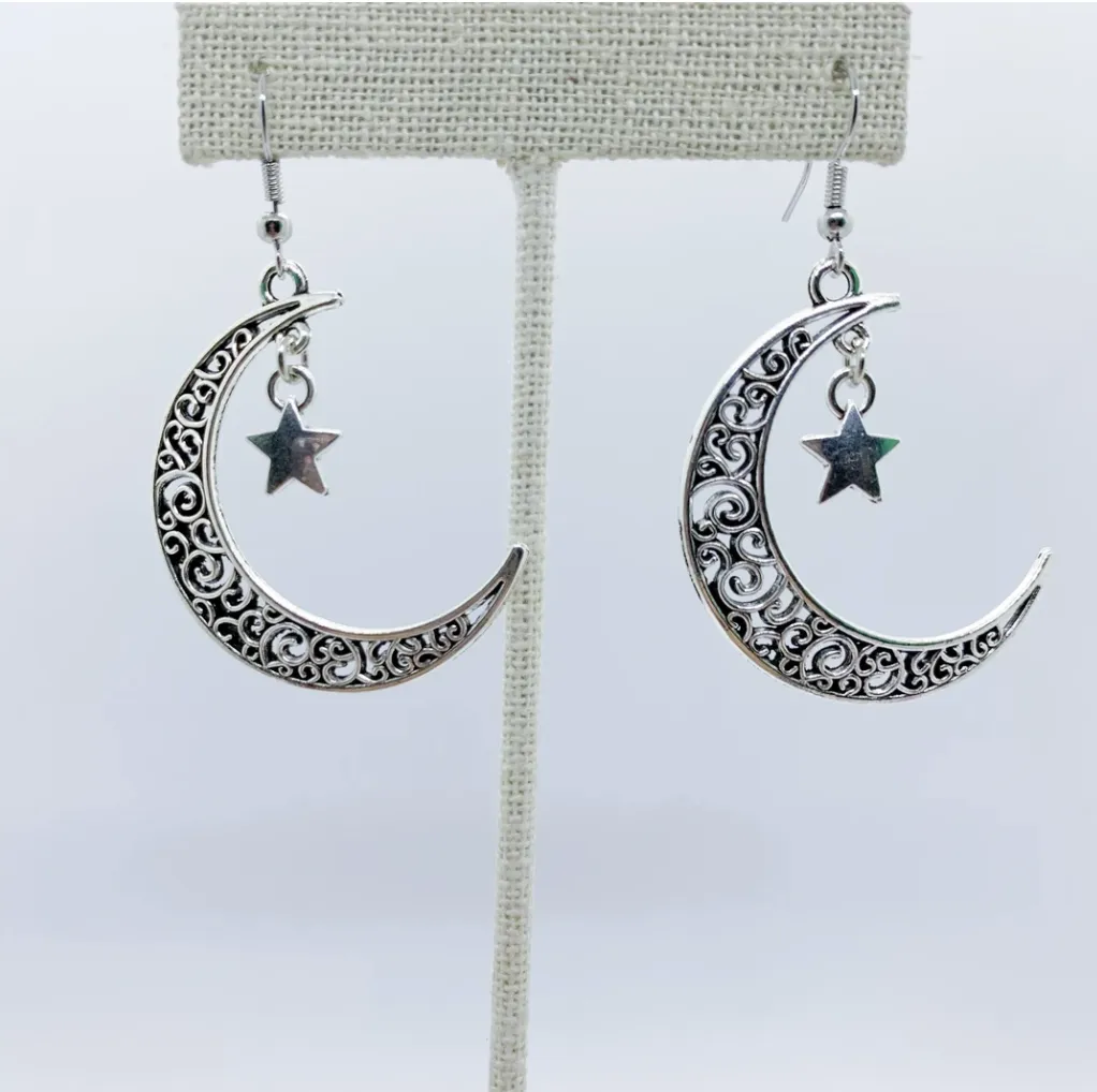 Crescent Moon w/Star Earrings