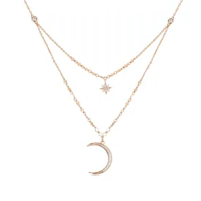 CZ Gold Layered Necklace - Selene