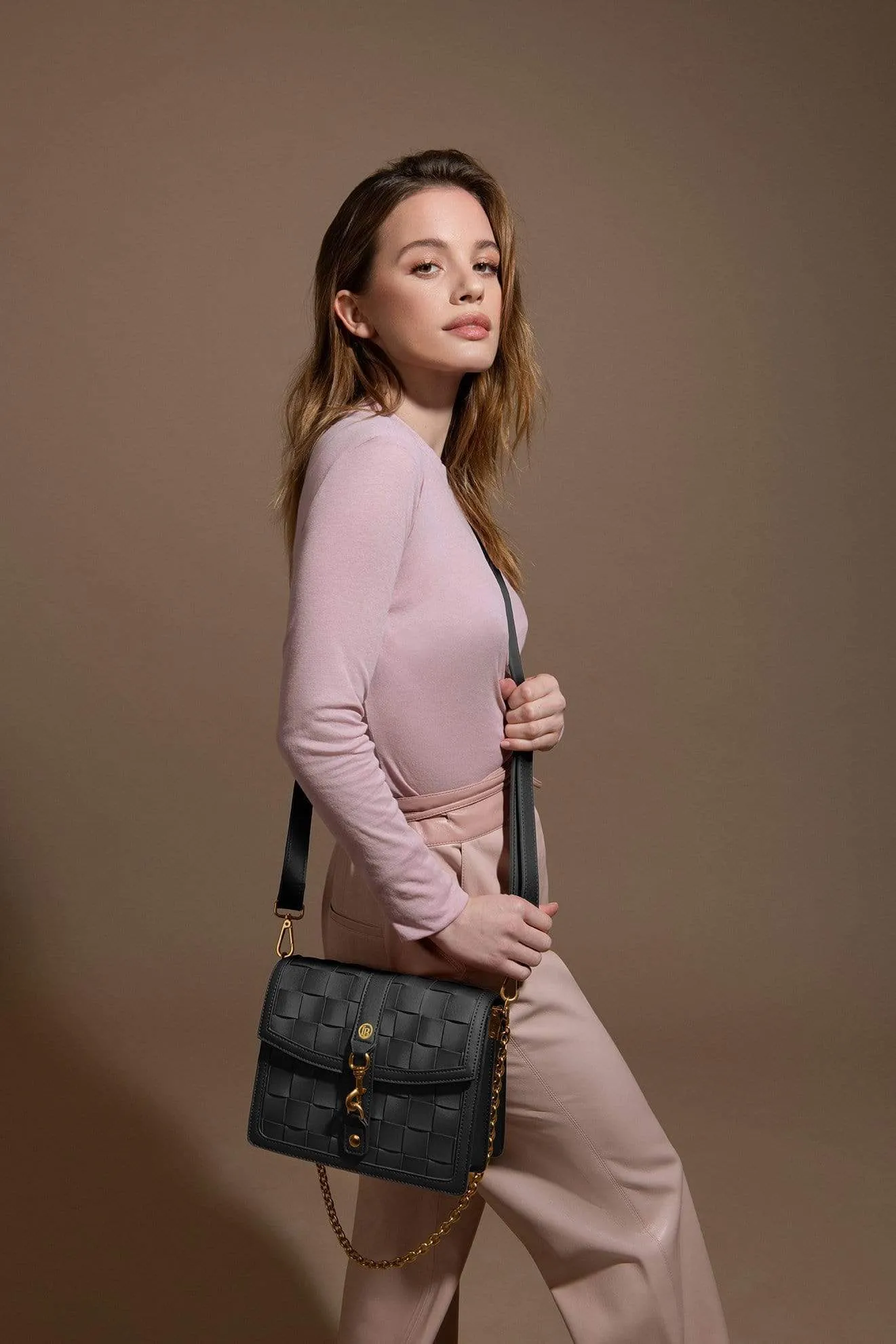 Daisy Vegan Leather Shoulder & Crossbody Bag | Black