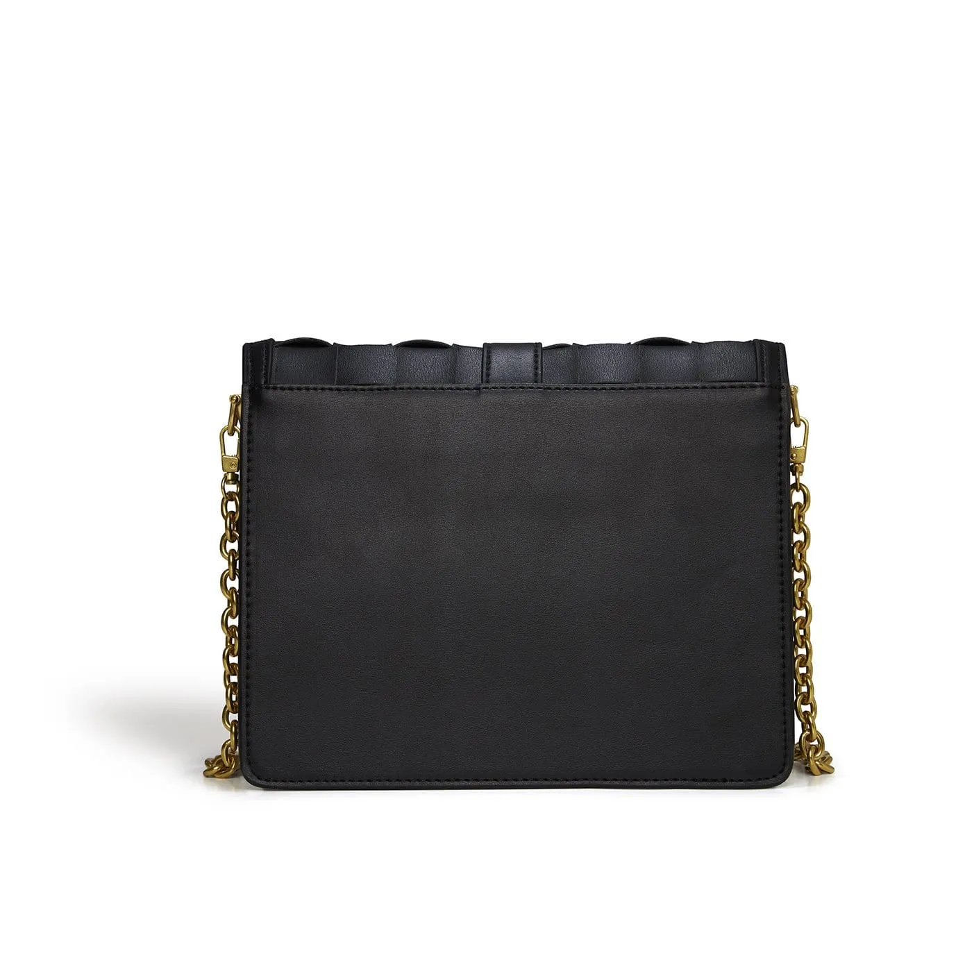 Daisy Vegan Leather Shoulder & Crossbody Bag | Black