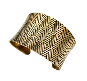 Diamond Design Hand Roller Printed Brass Cuff Bracelet