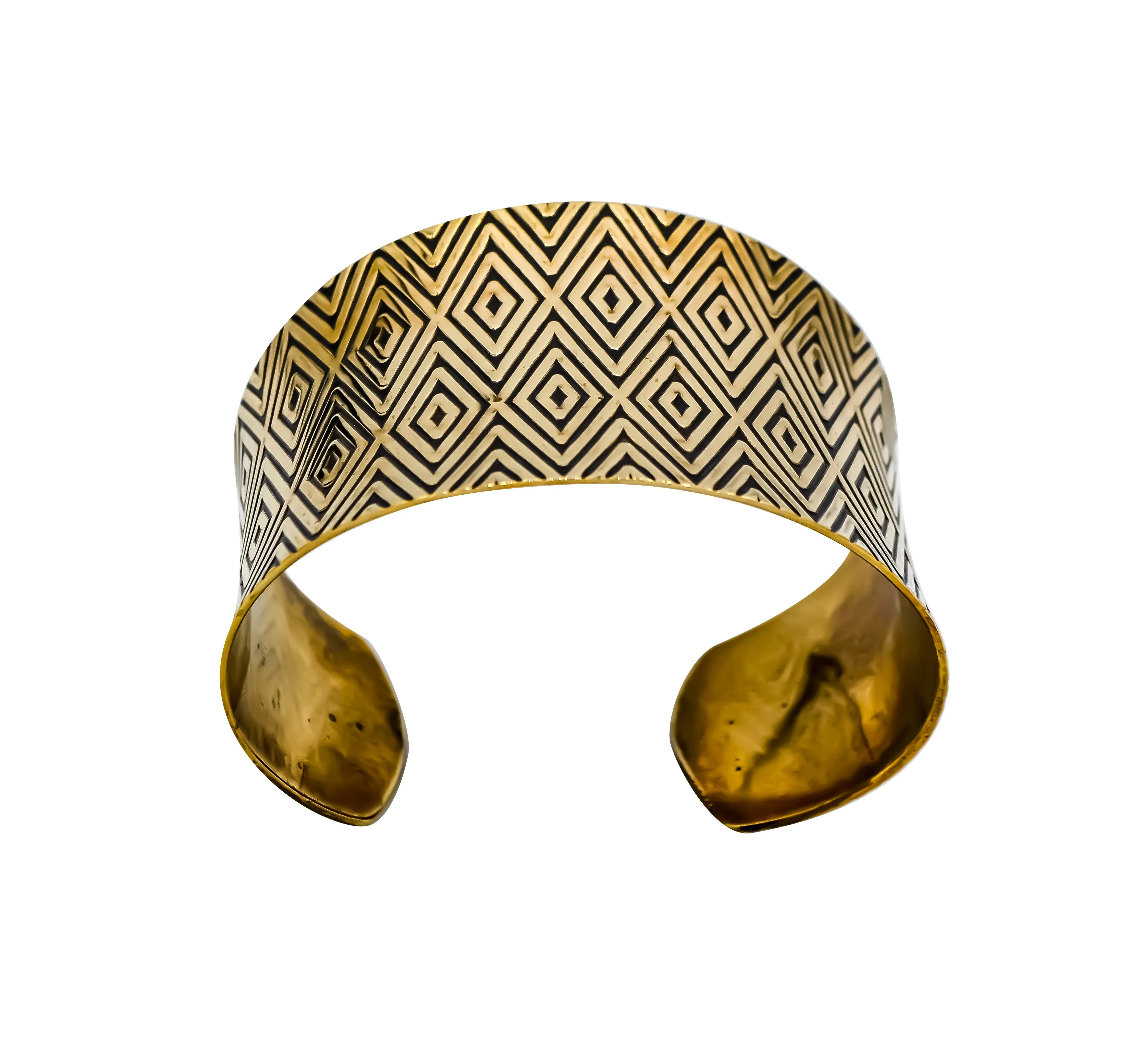 Diamond Design Hand Roller Printed Brass Cuff Bracelet