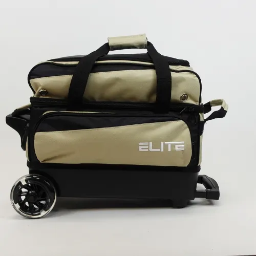 ELITE Deluxe Double Roller Bowling Bag Sand/Black