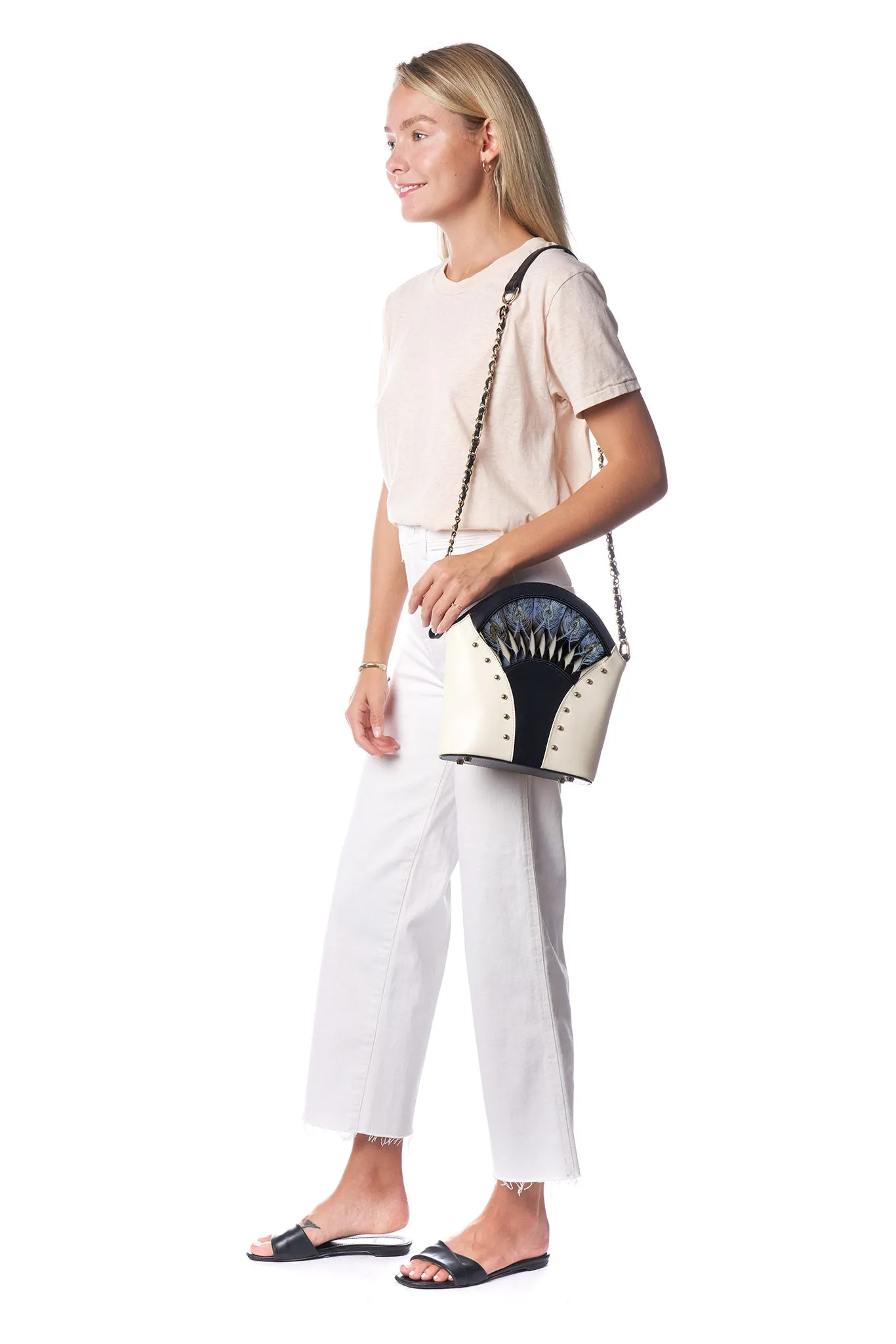 Feather White Shoulder Bag