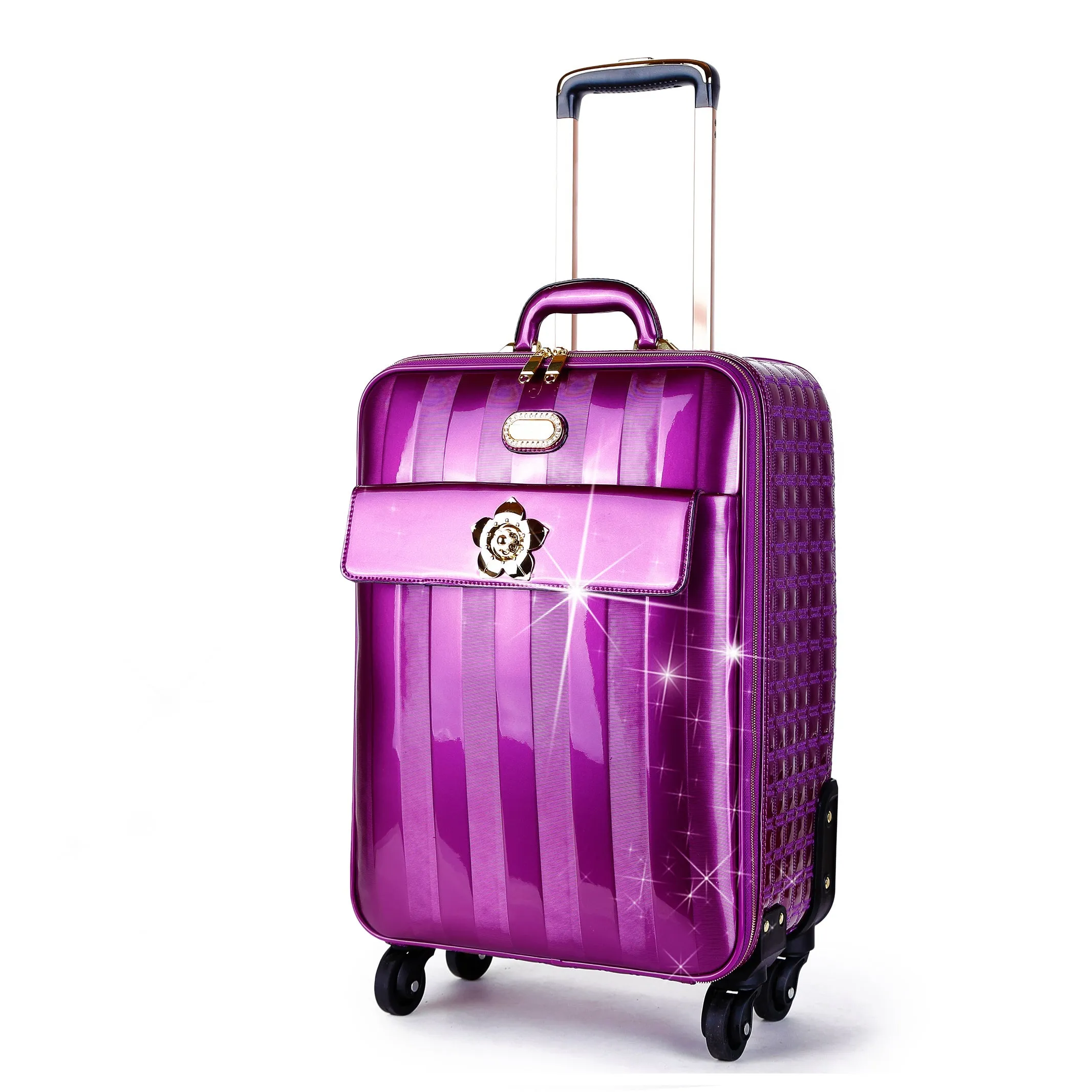 Floral Accent Light Weight Spinner Luggage