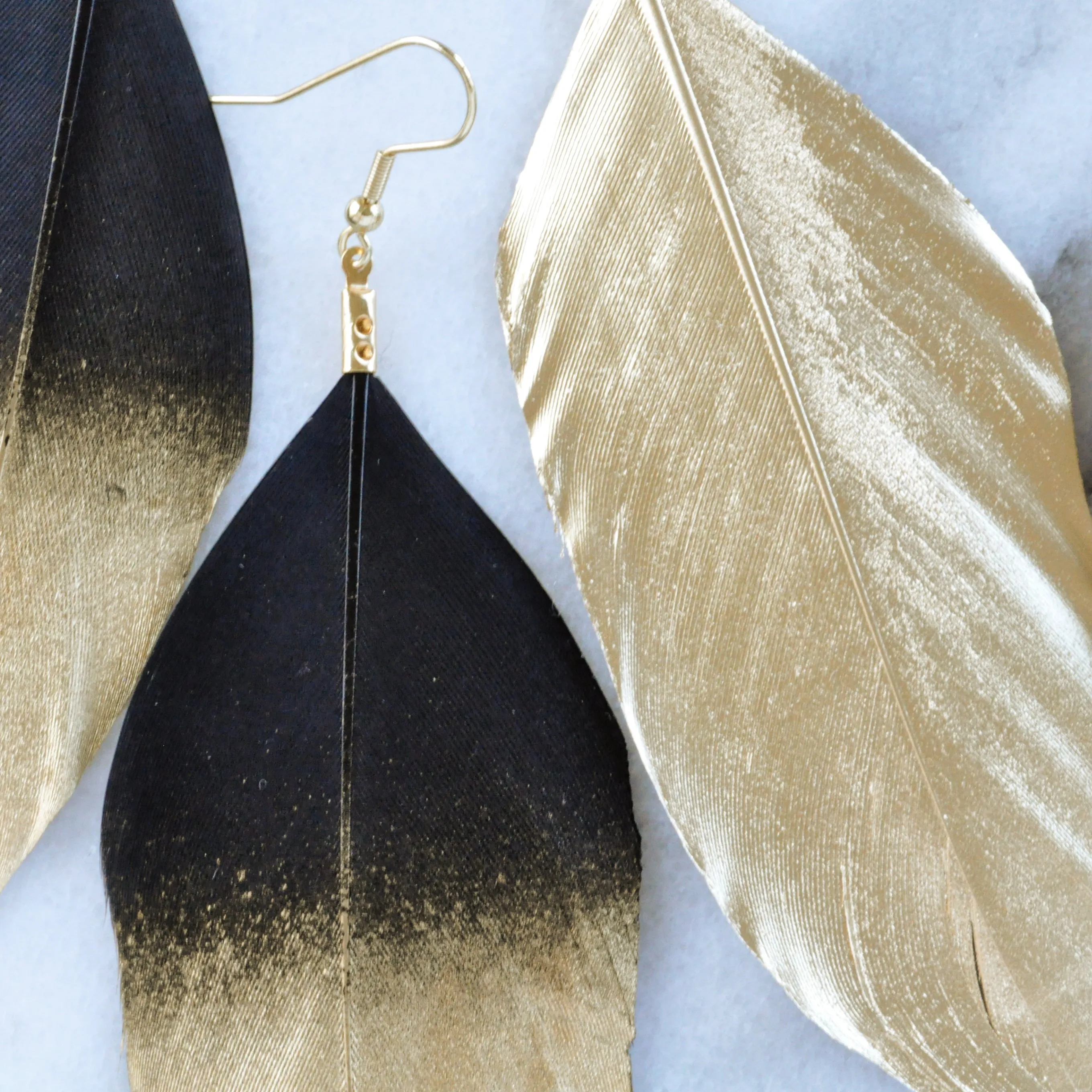 Gold 5 Feather Earrings