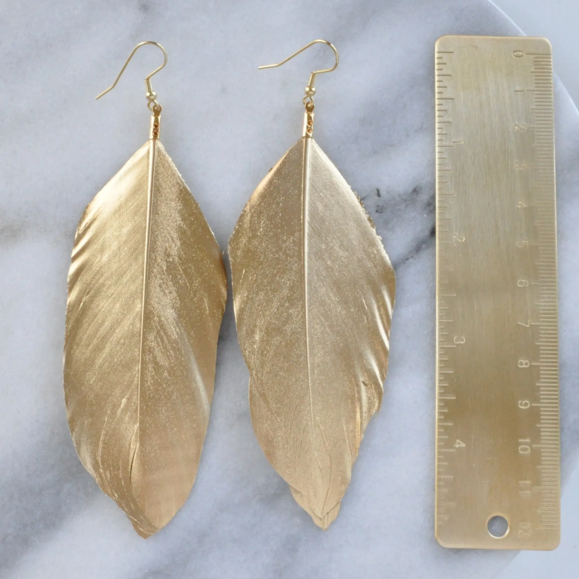 Gold 5 Feather Earrings