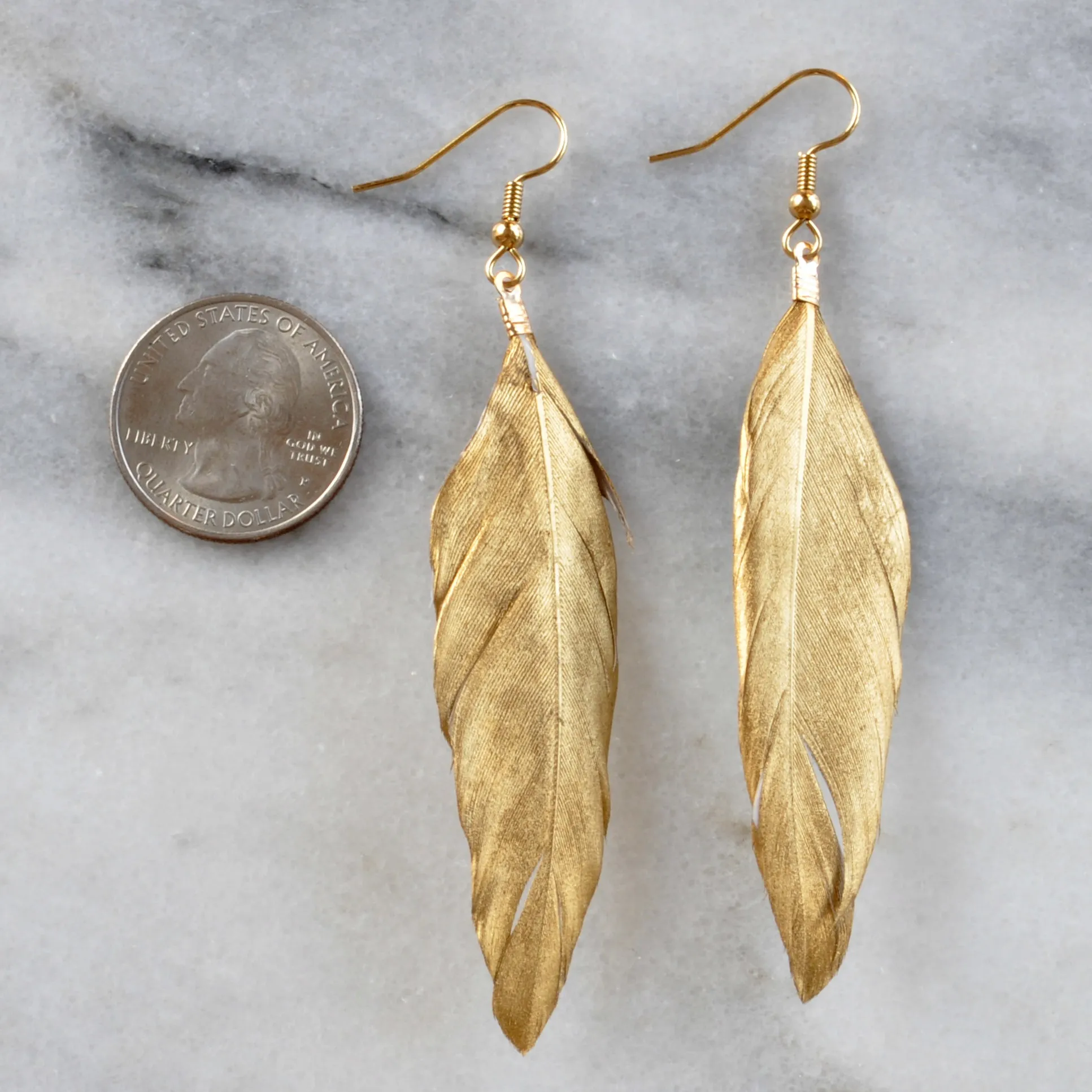 Gold and Silver 4 Feather Earrings