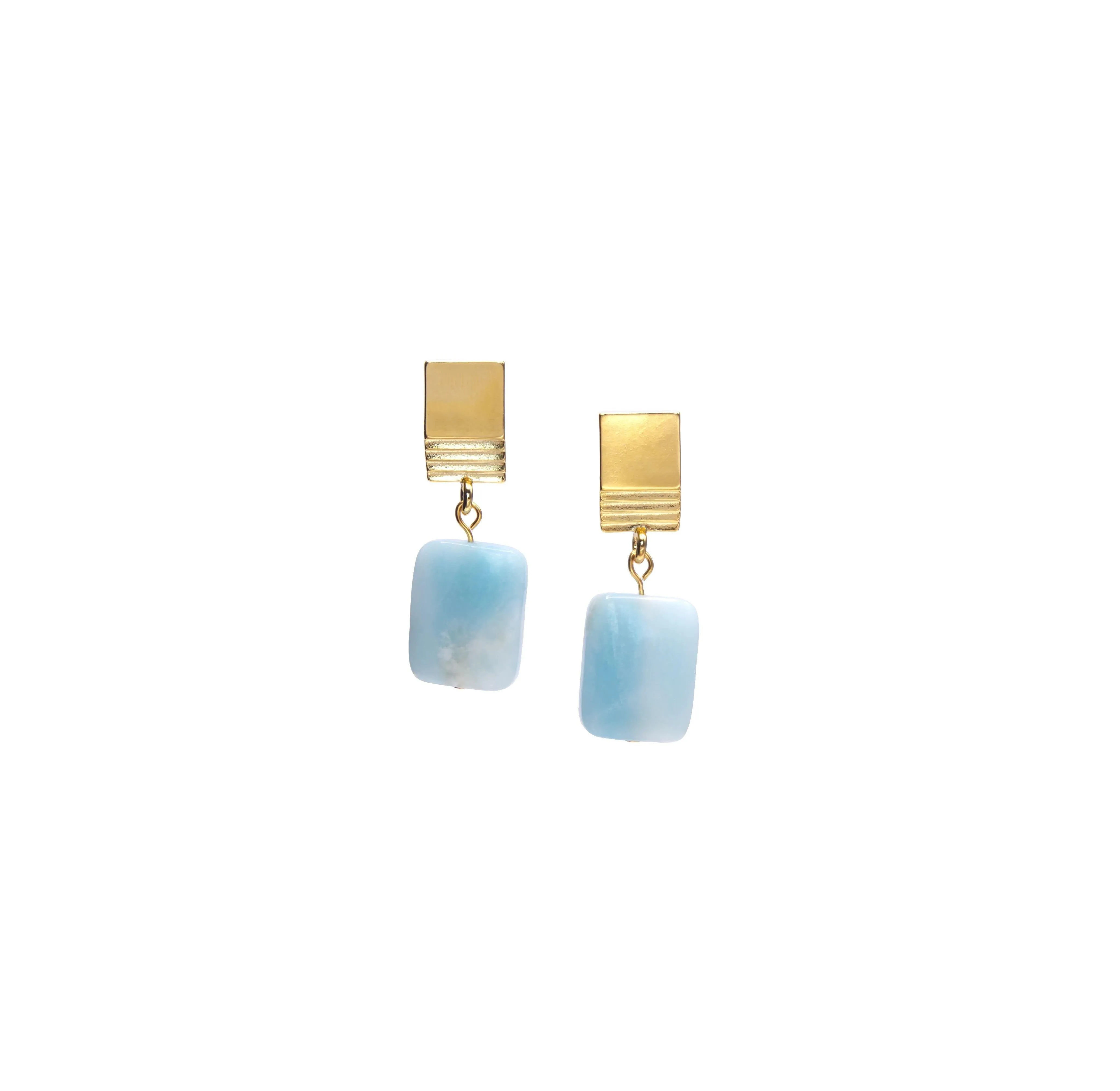 gold layered square   amazonite earrings