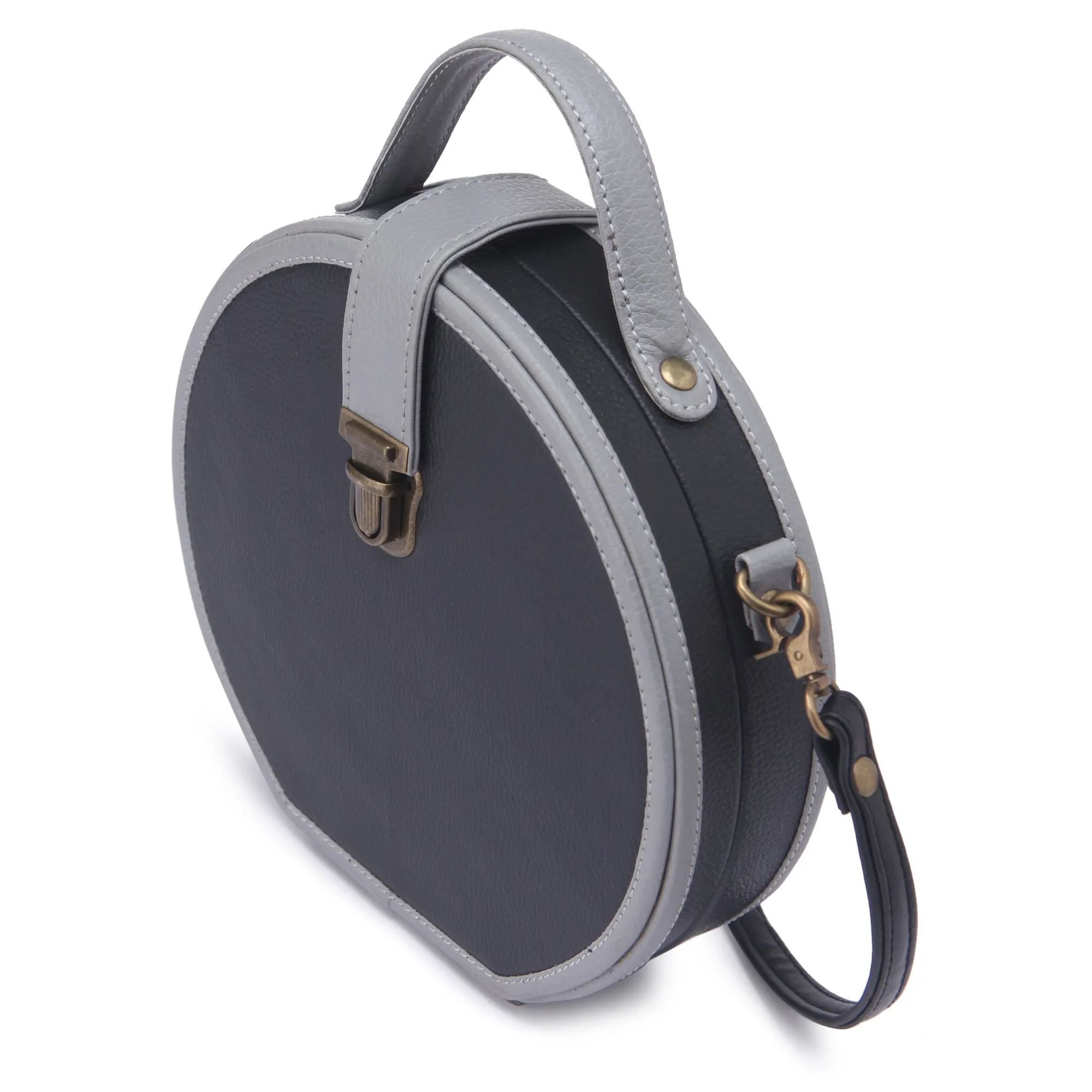 Grey Round Handcrafted Crossbody Sling Bag