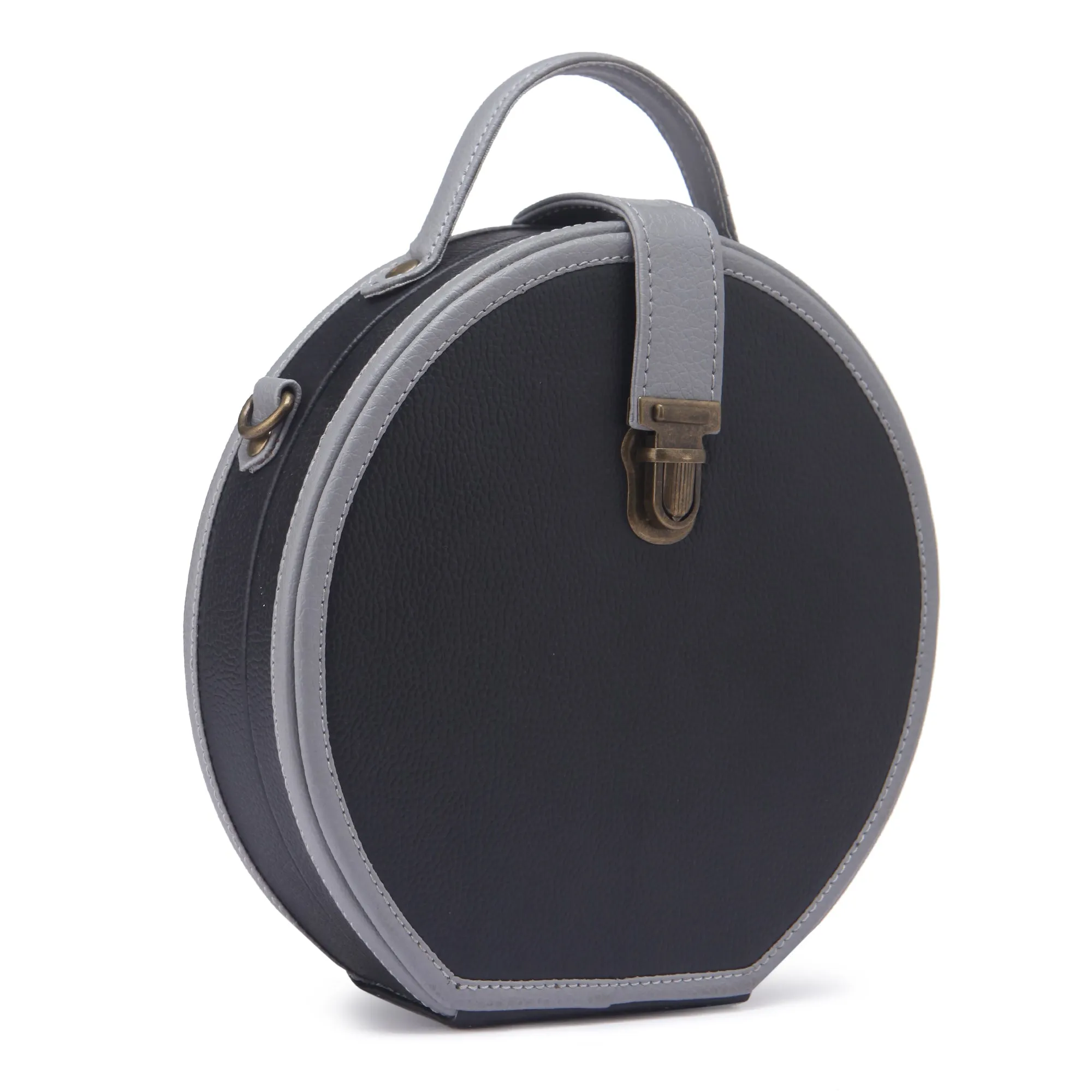 Grey Round Handcrafted Crossbody Sling Bag