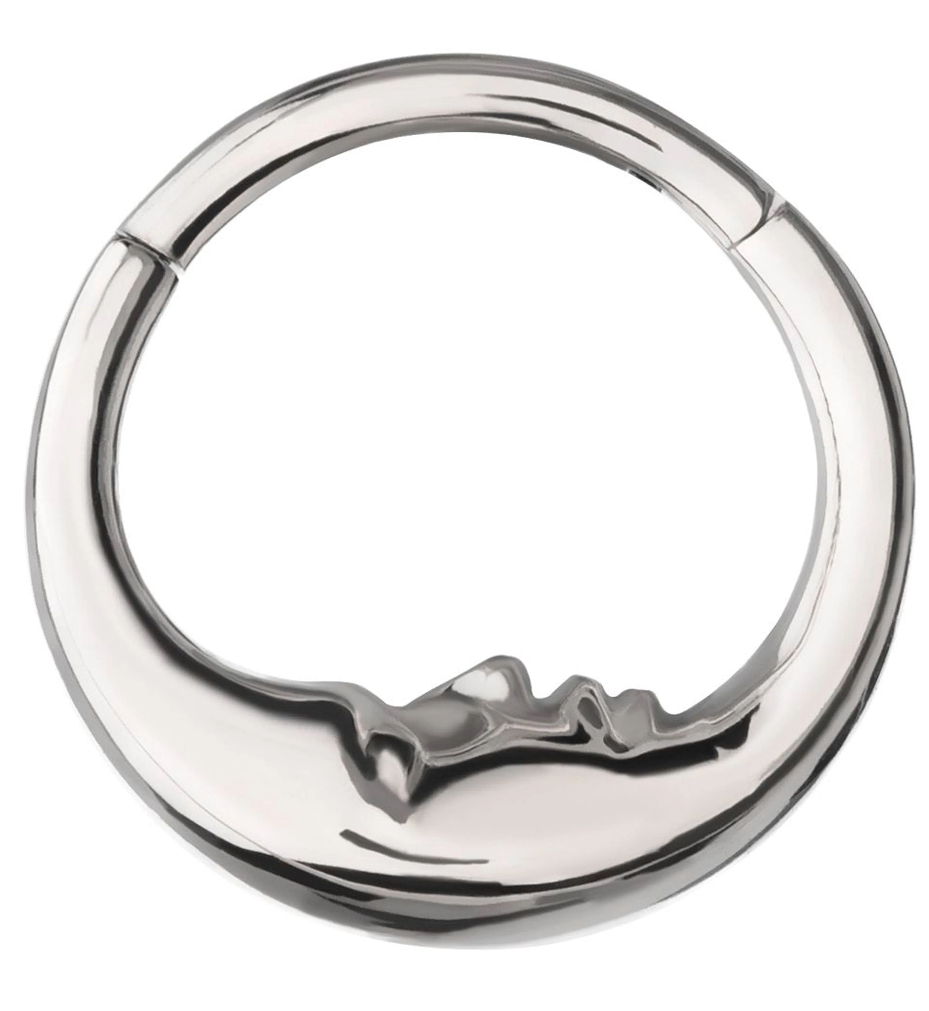 Half Moon Face Titanium Hinged Segment Ring