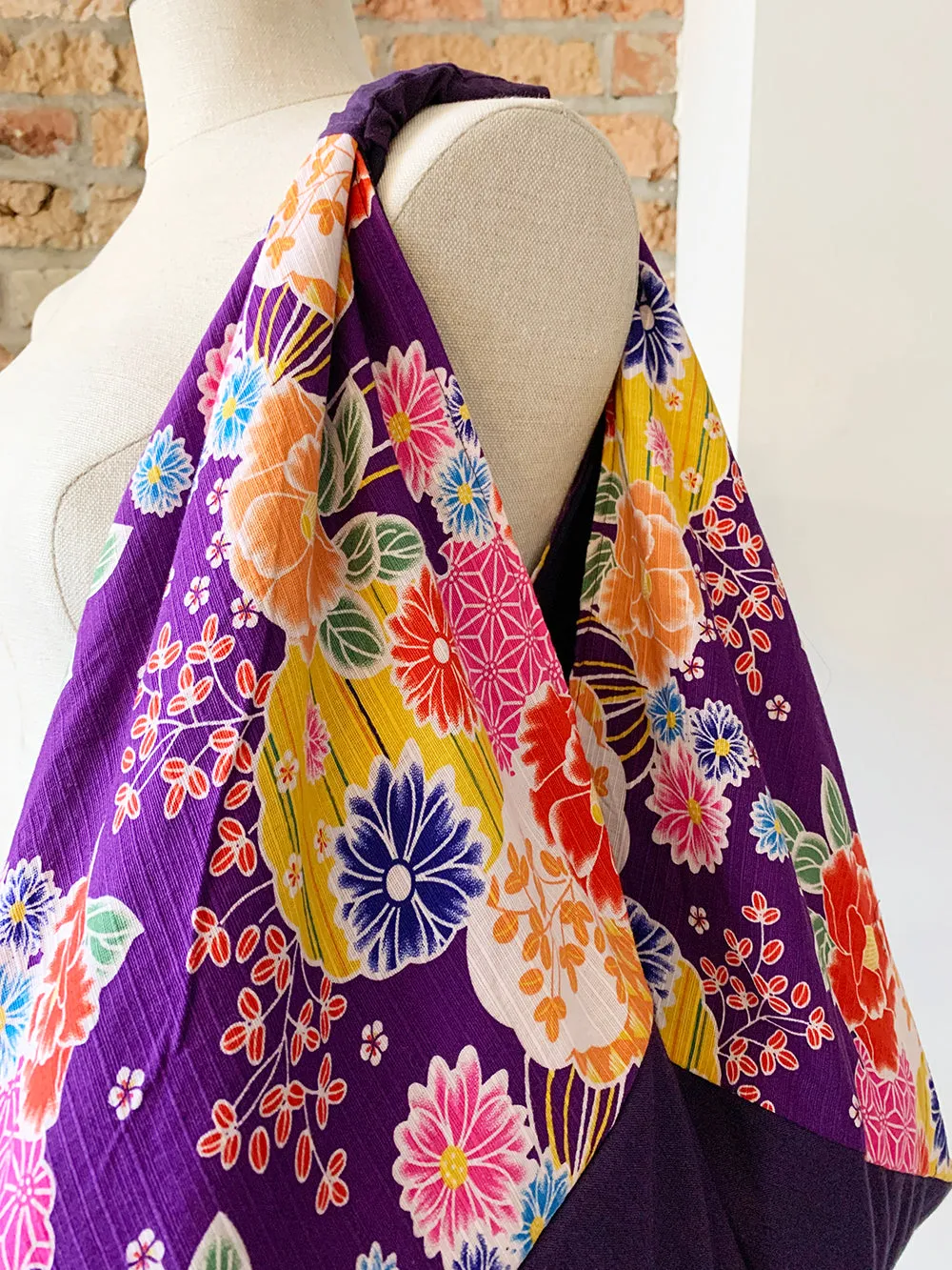 *Handmade* Origami bag | Market bag | Purple Chrysanthemum