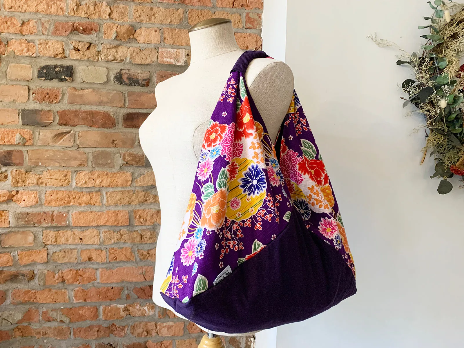 *Handmade* Origami bag | Market bag | Purple Chrysanthemum