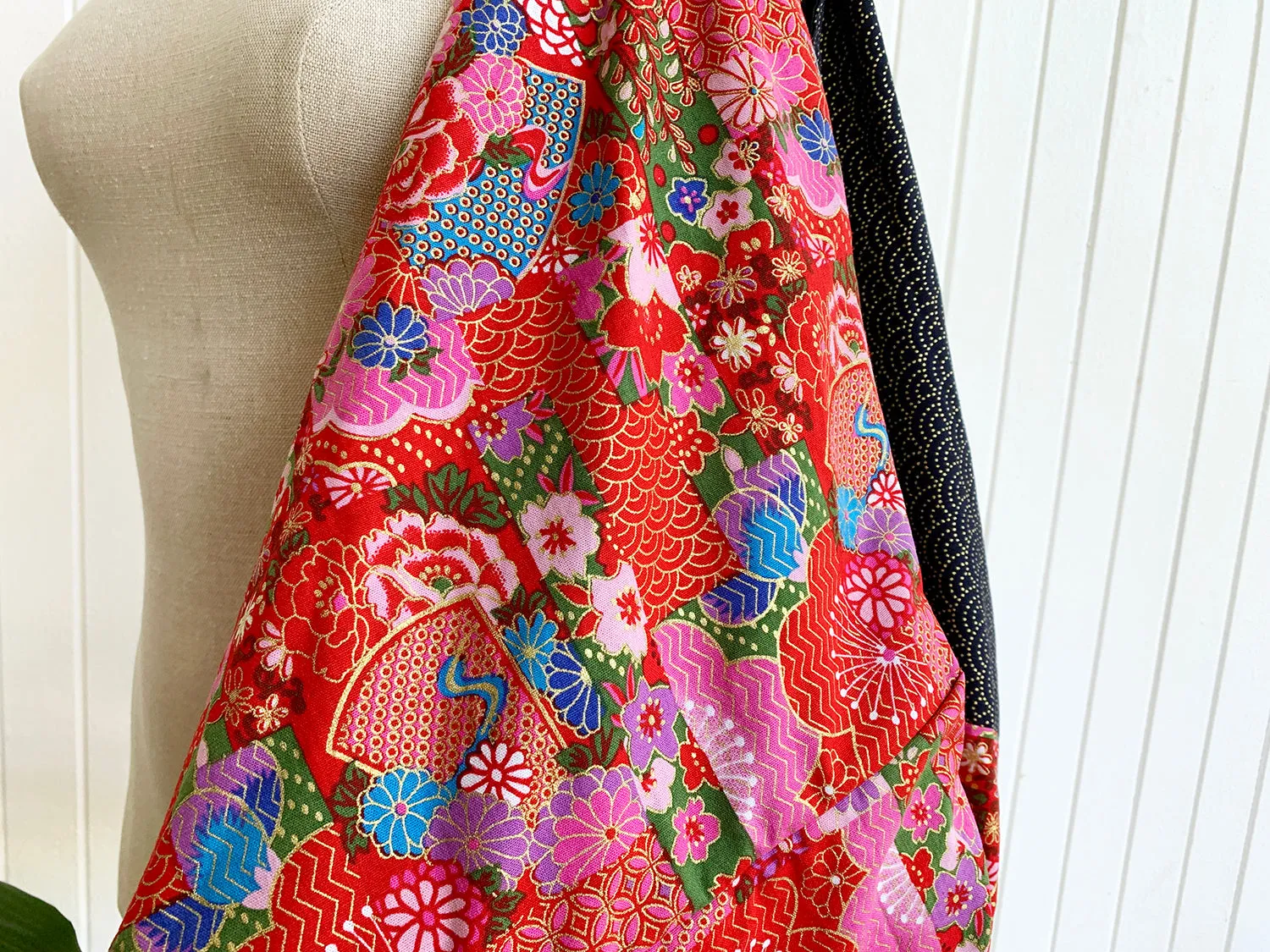 *Handmade* Origami bag | Market bag | Seigaiha (Red)