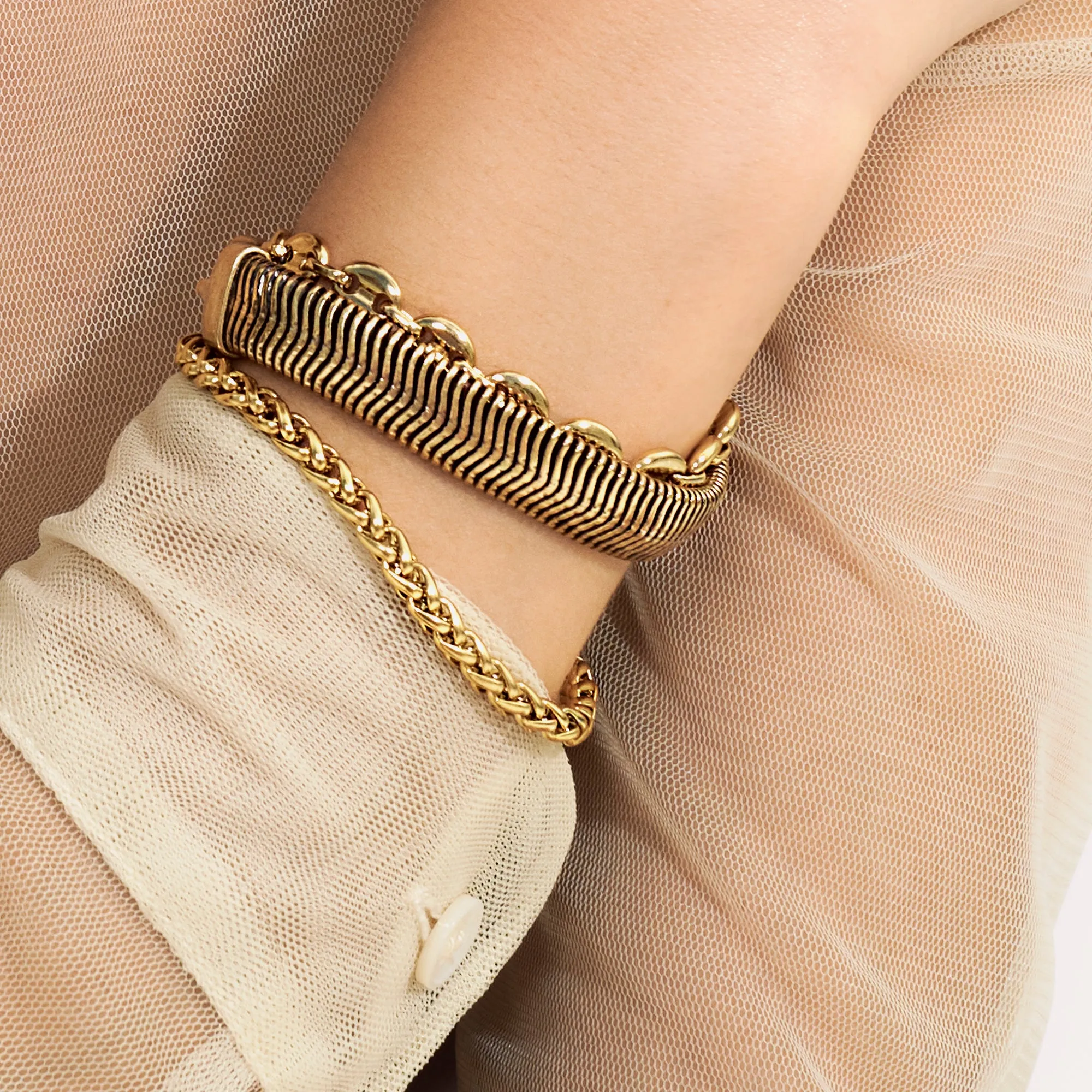 Herringbone Chain Statement Bracelet