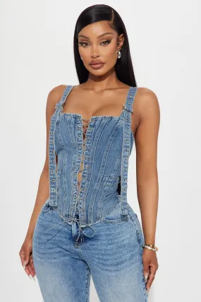 High Roller Washed Denim Top - Medium Wash