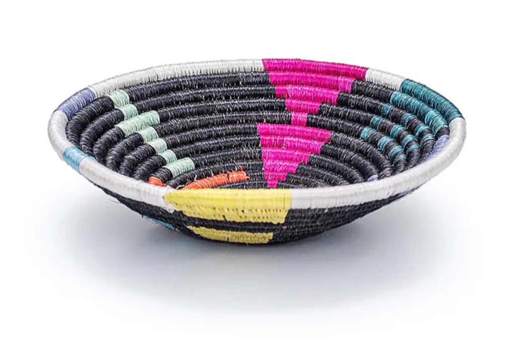 Kazi :: 6 Small Black & Neon Mtoto Round Basket