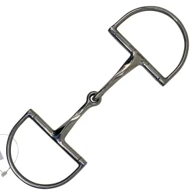 Korsteel Slow Twist Dee Ring Snaffle Bit in Stainess Steel - 5 1/2