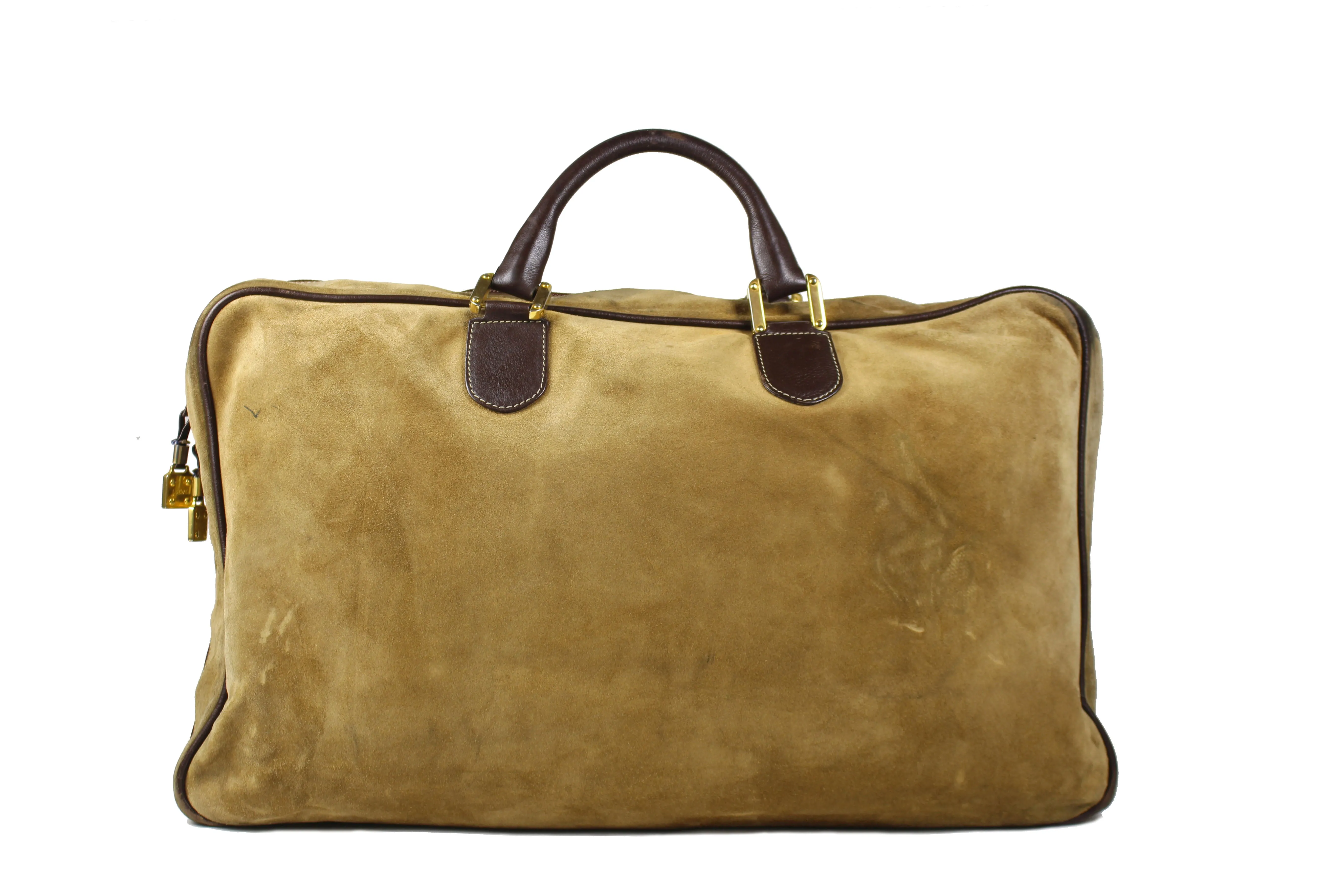 LOEWE Amazona gold suede travel bag