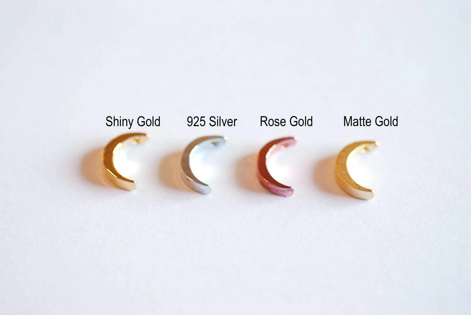 Matte Gold Wholesale Crescent Moon Beads Charm-22k gold plated Sterling Silver Vermeil Gold Moon Beads, Gold Half Moon Charm Pendant, Gold Moon, 268