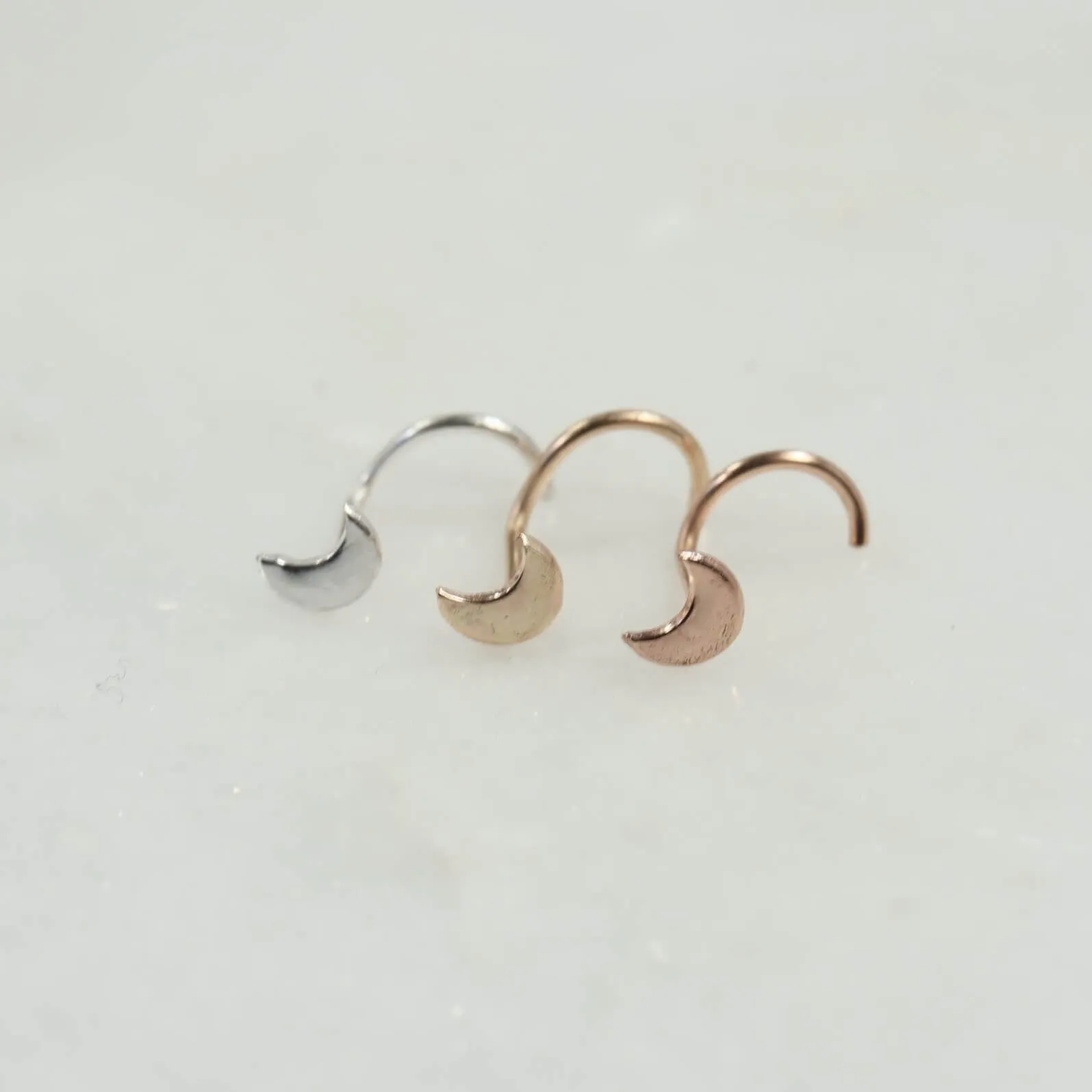 Nose Stud Crescent Moon 3mm Choose Your Style and Metal