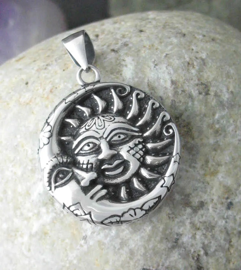 Ornate Sun and Moon Pendant, Small