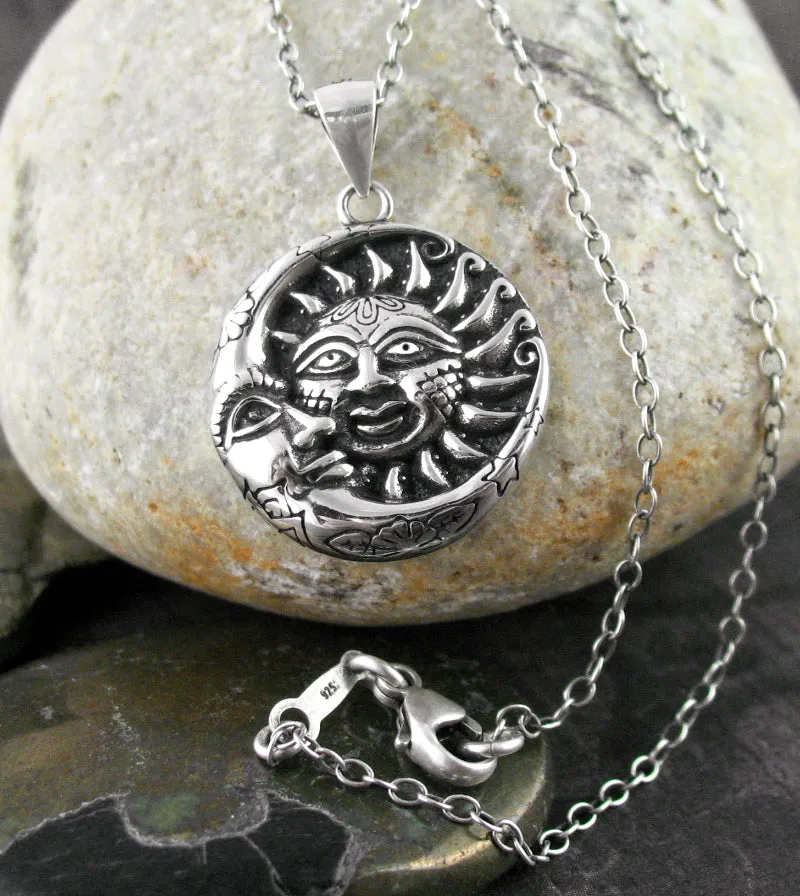 Ornate Sun and Moon Pendant, Small