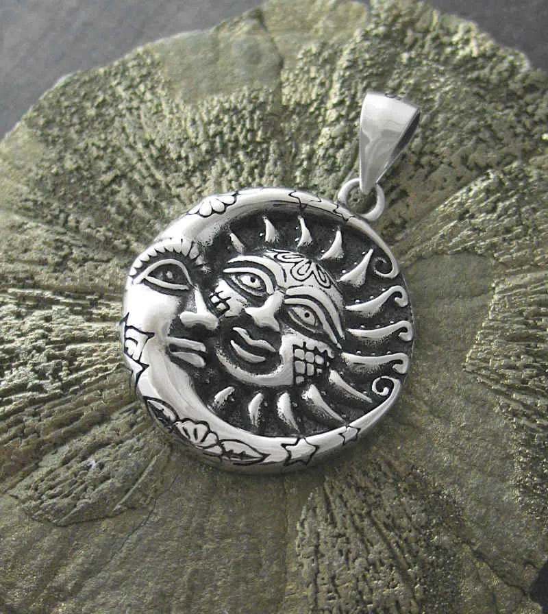 Ornate Sun and Moon Pendant, Small