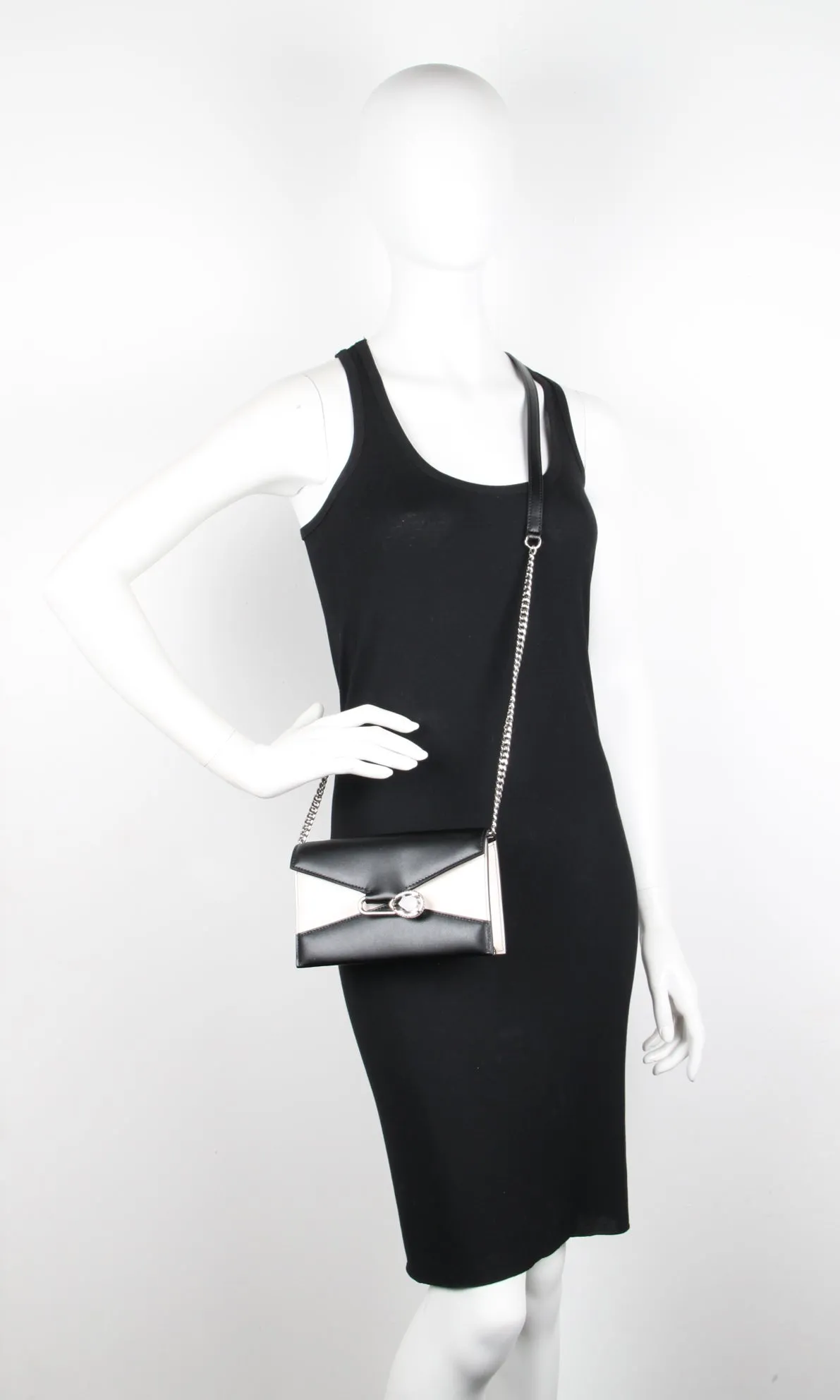 Pin Shoulder Bag Small, Bi-Colour Black/Silver