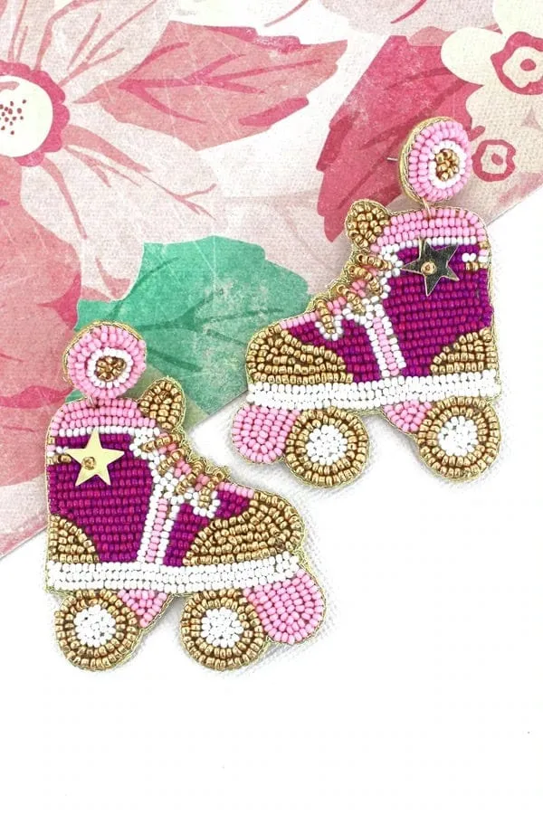 Roller skate beaded earrings